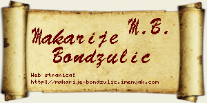 Makarije Bondžulić vizit kartica
